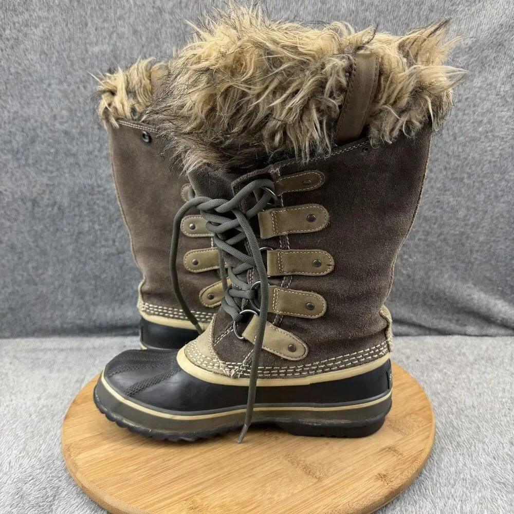 Sorel Boots Womens Size 6 Brown Suede Faux Fur Waterproof Winter Snow NL1540-051